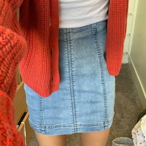 free people denim paneled skirt